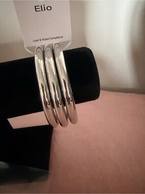 Silver Triple-Band Bangle Bracelet